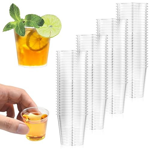 Magrimaxio 100 PCS verre shooter plastique, verre a shot plastique, gobelet en matériau PS, verres à liqueur, transparent verrines en Plastique, (30ml/3cl), Pour dégustations, fêtes
