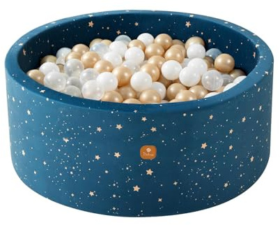 Dodozen Piscina de Bolas de Terciopelo 100x40cm Formato Grande con 200 Bolas para Bebés y Niños - Zona de Juego Suave, Funda Lavable - Cielo Nocturno
