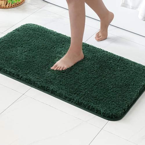 MIULEE Badmatta halkfri absorberande badrum mjuk lyxig dusch liten matta dörrmatta inomhusmattor köksmattor matta tvättbar för badrum sovrum kök entré 70 x 120 cm djupgrön