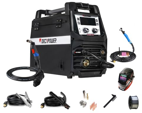 Decapower SYNMIG 200A Saldatrice MIG senza gas Sinergia MMA MIG MAG FLUX LIFT TIG 4 in 1 Attrezzatura per saldatura (CONFEZIONE DA 4)