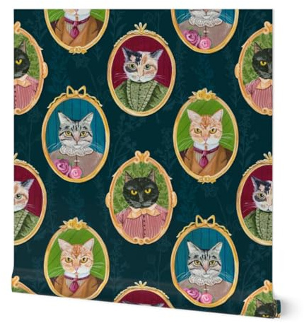 Spoonflower Portrait Kitties Peel and Stick Wallpaper