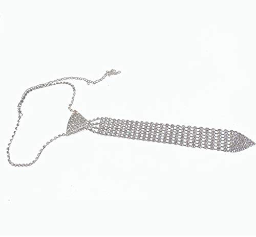 TENCOCO Damen-Krawatte, modisch, elegant, Metall, glitzernd, Kristall, Lange Halskette, Kette, Schmuck für Hochzeit