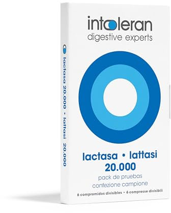 Intoleran Lattasi 20.000 Campione Enzima Digestivo - 6 Compresse divisibili | Enzima Lattasi per l'Intolleranza al Lattosio | Dose più alta | Vegano | Low FODMAP