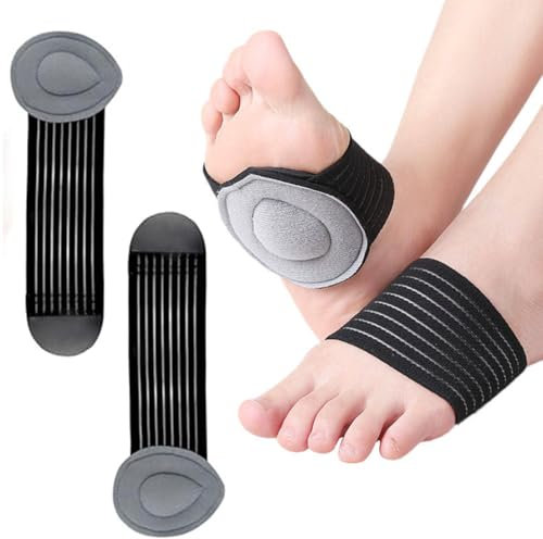 ZORTVUL 2 Paia Supporti Per Arco Plantare Con Imbottitura A Compressione - Ideali Per Fascite Plantare, Cedimento Dell'Arco, Speroni Calcaneari - Fascia Elastica Unisex