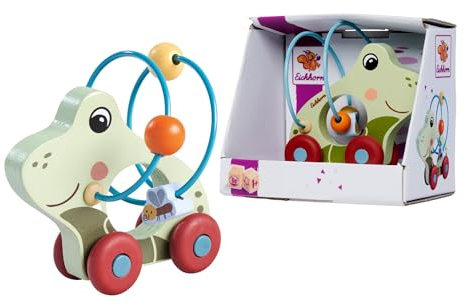 Eichhorn – Schiebefrosch mit Motorikspiel, kleine Babyhände, kinderleichtes Schieben Dank Silikonräder, 11 cm groß, aus 100% FSC zertifiziertem Sperrholz, ab 1 Jahr