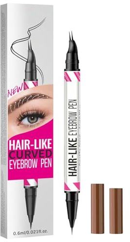 Eyebrow Pen, Liquid Brow, 2-in-1 Curved Fine Tip Long-Lasting Waterproof Makeup Tool, Duals-Head Precision Beauty Cosmetic, Eyebrow Marker für Frauen und Reisen Veranstaltungen