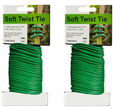 Alfven Attache Plantes Souple, 2,5 mm x 20 m Fil Souple pour Attacher Les Plantes Fil de Jardinage Fil pour Plantes Fil recouvert de Caoutchouc Fil gainé pour tomates, vignes, Plantes grimpantes