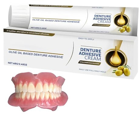 Colla Per Dentiere - Adesivo Per Protesi Dentali | Pasta Adesiva a Tenuta e Impermeabile da 68g per la Manutenzione di Dentiere della Arcata Superiore e Inferiore con Uso Notturno