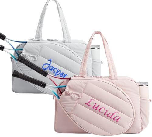 Borsa Da Tennis Personalizzata For 2 Racchette, Zaino Da Tennis Con Ricamo Personalizzato Del Nome E Scomparto For Scarpe, Borsa Portapalline Ventilata, Regalo For Gli Appassionati Di Sport