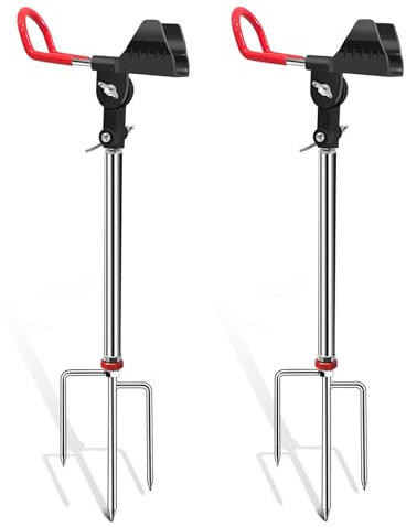 Angelrutenhalter 2er Set Edelstahl Rutenhalter Mit VerstäRkten Feststellmuttern, 360° Drehbar Universal Boden-RutenstäNder , Tragbar Abnehmbar AngelzubehöR FüR See Fluss Uferangeln Abnehmbar