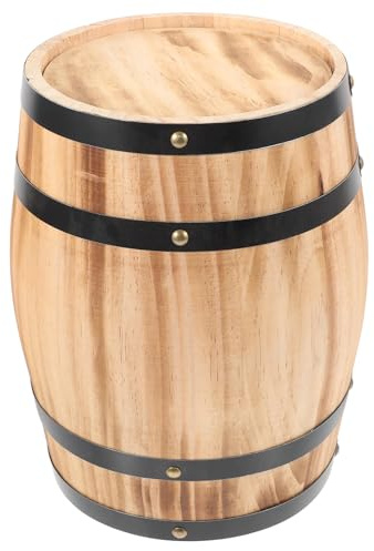 Cabilock Barril de Vino de Madera de Roble Marrón, Estético y Multifuncional, Resistente a Deformaciones, Adecuado para Bar y Ambiente Vintage