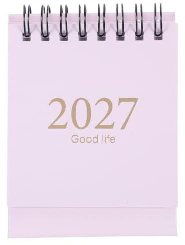 JEWEDECO Mini Bordskalender Stående Flip med Månaders Planering Desktop Kalender för Skola och Hem Tjockt Papper Rosa
