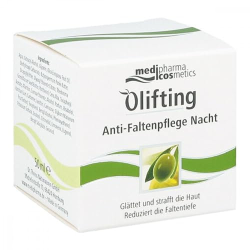 Olivenöl Olifting Anti-Falten Nachtpflege - Glättet und strafft die Haut - Reduziert die Faltentiefe - Von medipharma cosmetics - 50 ml
