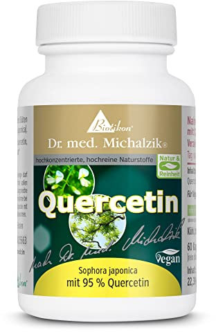 Quercetin Dr. med. Michalzik - mit 95% reinem Quercetin - aus den Blüten des jap. Schnurbaums | empfohlene Tagesdosis Quercetin [500mg] | ohne Zusatzstoffe - von BIOTIKON®