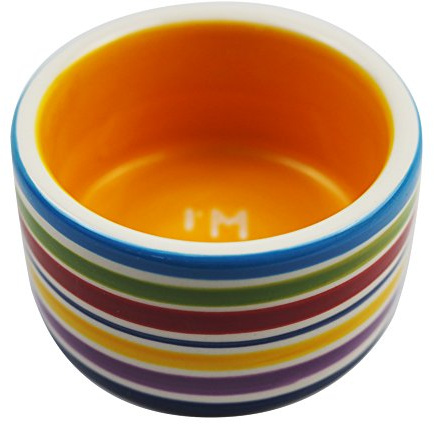 Hamster Food Bowl Ceramic Prevent Being Tipped Over Small Animal Water Dish for Guinea Pig Rodent Gerbil Cavy Hedgehog Feeding Bowl (Rainbow Stripe)