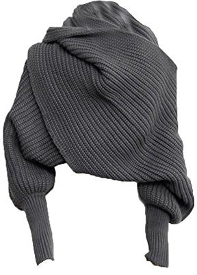 Butterme Mode Winter warme Normallack gestrickter Verpackungs Schal Häkeln Thick Schal Umhang mit Sleeve für Frauen und Männer (Dunkelgrau)