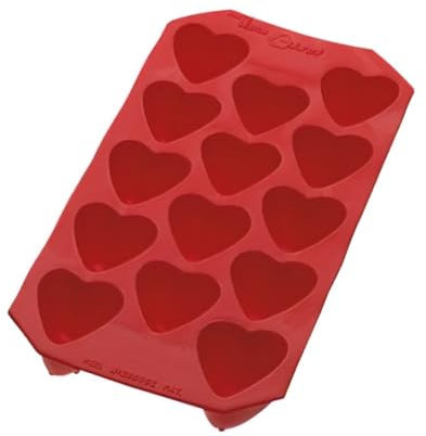 Lékué Eiswürfelbereiter, Gummi, SBS, rot, einzeln, Herz, 22 x 11.4 x 2.6 cm