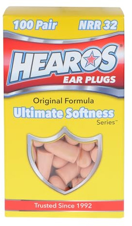 HEAROS Ultimate Softness Foam Earplugs, 32dB NRR Ear Plugs, 100 Pairs, Soft Ear Plugs Noise Reduction for Hearing Protection, Sleeping, Snoring, Working, Shooting,