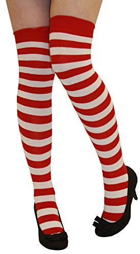 Crazy Chick ® New Ladies Over The Knee Socks, Womens Printed Long Knee-High Striped Cotton Stockings Thigh High Fancy Dress Party Accessory For Daily Wear