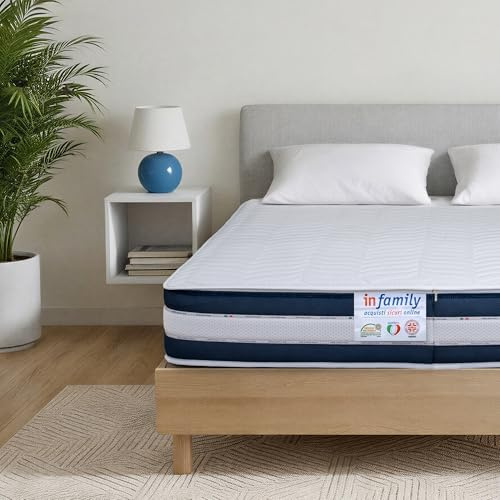 INmaterassi - Materasso Rita con Molle Insacchettate, 7 Zone, Ortopedico, Rigidità Media, Rivestimento agli Ioni d'Argento Sfoderabile e Antiacaro, Alto 22 cm, Letto Singolo 80 x 190 cm