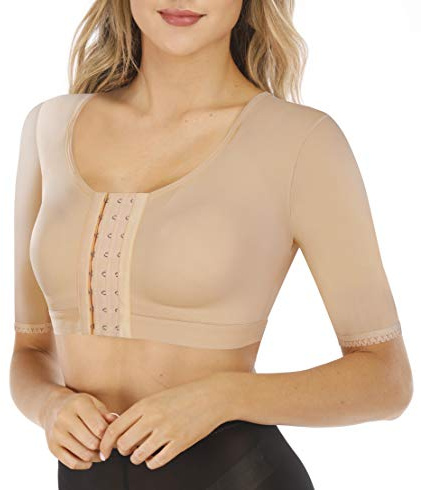 CHUMIAN Bras Gaine Amincissante Débardeur Shaper Manchon Hauts Corset Femme Minceur Soutien Gorge de SPOR Correcteur de Posturet pour Post Liposuction (Beige, XXL)