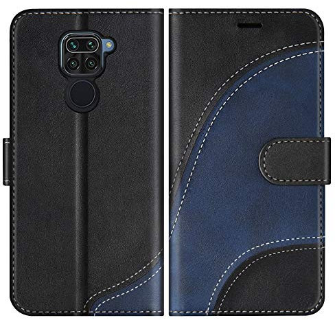 BoxTii Funda para Xiaomi Redmi Note 9 / Redmi 10X 4G, Funda de PU Cuero para Xiaomi Redmi Note 9 / Redmi 10X 4G, Magnético Carcasa Libro con Ranuras para Tarjetas, Negro