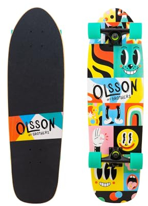 Cruisers OLSSON Skateboards -Ruedas Alto Rebote SHR 65MM, Tabla 30-32, 7 láminas Arce Canadiense, Ejes xrkp 6,5, ABEC 7 monopatín Adolescentes niños Principiantes Profesionales (Focus)
