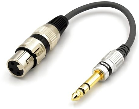 VITALCO XLR Hembra a Jack 6,3 Estéreo TRS Adaptador Audio de Micrófono XLR Cable de 3 Pines a Jack 6,35mm Macho Estéreo