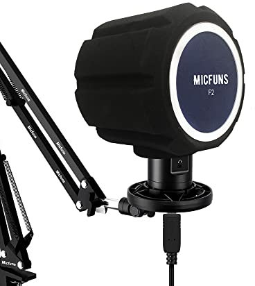 micfuns F2 Professioneller Mikrofon-Windschutzscheiben-Pop-Filter, Akustikfilter für 45 mm-60 mm Aufnahmestudio-Mikrofone, schallabsorbierender Schaumstoff, der Lärm und Reflexionen reduziert, Blau