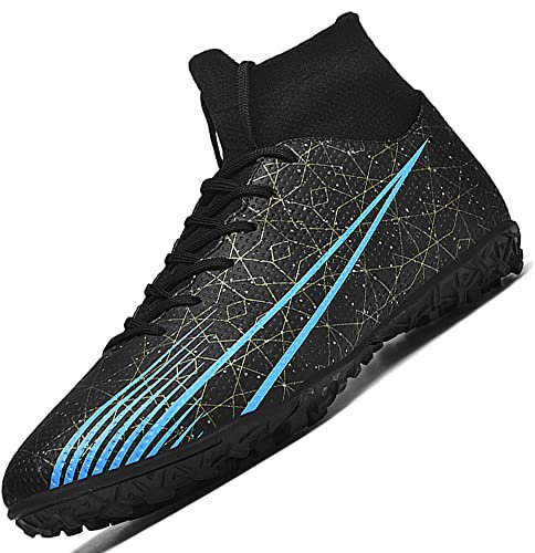 VLOOKST Fußballschuhe Herren High Top Trainingsschuhe Cleats Athletics Jugendliche Erwachsene Professionelle Fussballschuhe Outdoor Sport Football Schuhe Schwarz EU 41