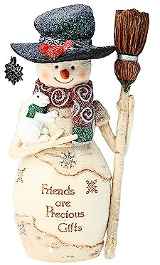 Pavilion - Friends 6” Snowman Figurine, Sculpted Hand-Painted Statue, Snowman Decor, Indoor Christmas Decoration, Winter Decoration, Holiday Decor, 1 Count