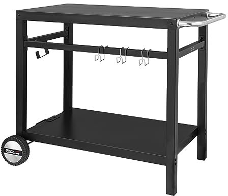 Royal Gourmet - Carro para Barbacoa de Metal con Gran Superficie de Trabajo, Apto para postres de jardín, Horno de Pizza, 100,5 x 59 x 81 cm, Color Negro