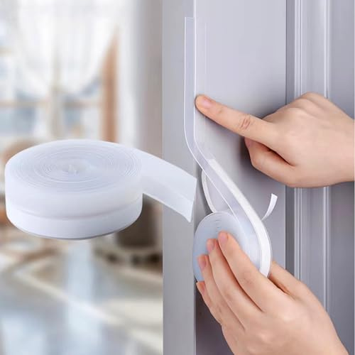 Upgraded 32.8FT Silicone Weather Stripping Door Seal, No Residue Glass Shower Door Seal Strip Under Door Draft Stopper Silicone Sealing Tape for Doors Windows Shower Glass Gap,Transparent,35MM