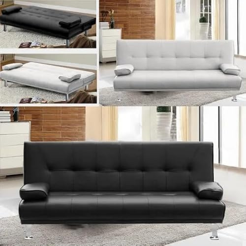 Bagno Italia Divano Letto 3 posti 180x97 cm reclinabile Ecopelle Nero o bianco modello Queen
