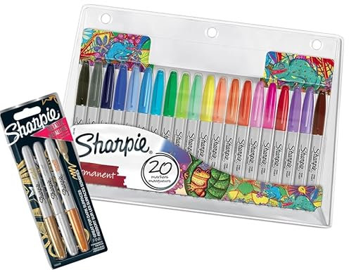 Sharpie Permanentmarker-Set | Exklusive Farbauswahl und verschiedene Metallic-Farben | Feine Spitze | 20 Zähler + 3 Zähler