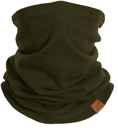 ACUSHLA 100% Merino Wool Neck Gaiter Ski Face Mask Scarf Neck Warmer for Men & Women All Weather (Green 211)