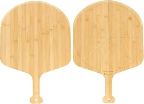 2Pack Pizza Board 16 inch with Grooves, Double-Sided Use Pizza Cutting Board with 8 Slice for Pizza, Bread, Cheese, Vegetable, Fruits