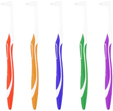 5 Pezzi Spazzolino Monociuffo, Scovolino per Pulizia Denti con Coperchio, Spazzolino di Saggezza per Pulizia di Dettagli e Apparecchi Ortodontici (B, Taglia Unica)