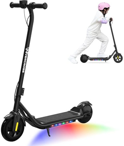 EVERCROSS Trottinette Électrique pour Enfants, E-Scooter Portable de 7 pour 6-12 Ans, Trottinette Électrique avec Une Autonomie Allant Jusqu'à 15 KM et Lumières à 7 Couleurs, 3 Modes de Vitesse