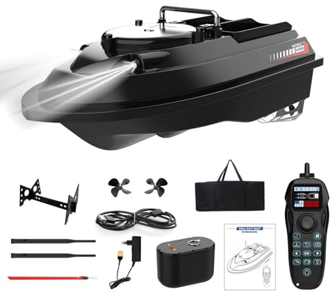 CTLNEON Smart RC - Barco de cebo con GPS de carga de 3 kg, rango de 1000 m, retorno automático, motor sin escobillas de 12 V para pesca de carpas (negro)