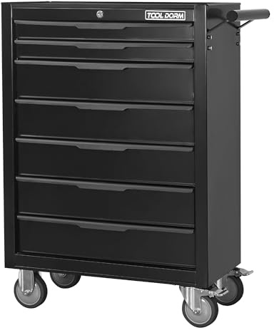 ComfortXL Chariot à Outils Roulant de 61,5 cm (24,2 Pouces) avec 7 tiroirs et roulettes, Coffre à Outils métallique à tiroirs verrouillables, Meuble de Rangement idéal pour