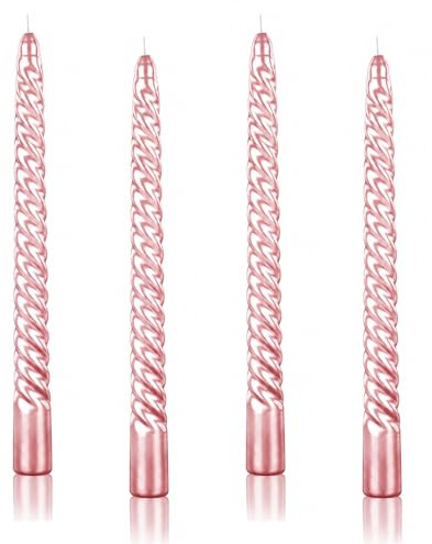 4 Pack Dinner Candles, Pink Tapered Candle, Tall Candles Long Burning Unscented Dripless, Table Decor for Men & Women Pink Candle Sticks Candles for Table Decor Dining Weddings Home Party Supplies