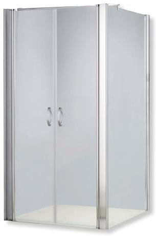 BIJON Duschkabine 80x90 Eckdusche Pendeltür, Klarglas 6mm ESG, Duschabtrennung, Dusche, Duschwand, Duschglaswand, Duschtür Nano - Größe: 80 x 90 cm, Höhe: 195 cm