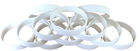 TheAwristocrat 1 Dozen Multi-Pack Wristbands Bracelets Silicone Rubber, Select from a Variety of Colors, Adult, 202 mm, White