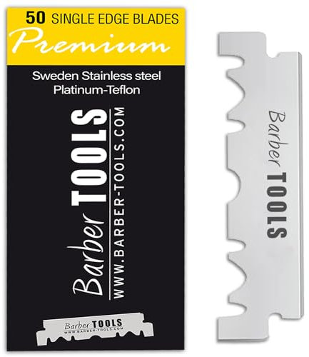 Caja de 50 hojas para navaja de afeitar recta, navaja de afeitar, hoja intercambiable - BARBER TOOLS
