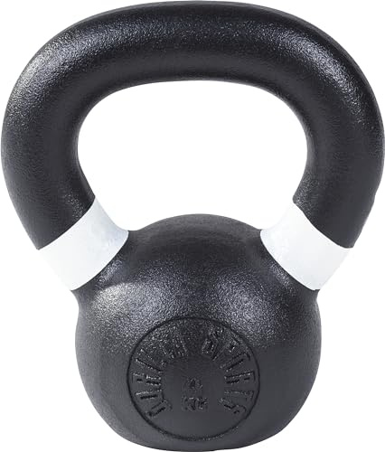 GORILLA SPORTS® Kettlebell - 4kg, 8kg, 12kg, 16kg, 20kg, 24kg, 28kg, 32kg Gewichte, Gusseisen, Schwarz mit Farbmarkierungen - Kugelhantel, Kugelgewicht, Schwunghantel, Krafttraining Gewichten