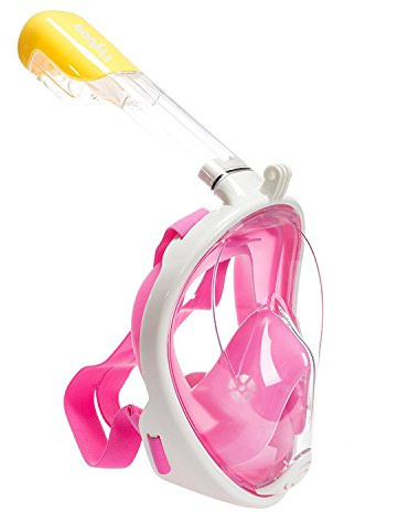 Flyboo Maschera da Snorkeling,Maschera Subacqueacon con Visuale Panoramica 180° Design Pieno Facciale e Compatibile con Videocamere Sportive Maschera per Immersioni per Adulti Bambini