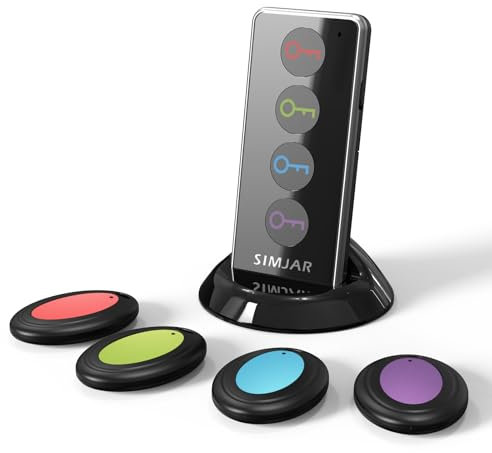 Cercachiavi con catene lunghe e raggio di lavoro fino a 131 piedi, telecomando wireless Simjar Localizzatore di chiavi RF per chiavi Portafoglio Telefono Occhiali Bagagli Pet Tracker