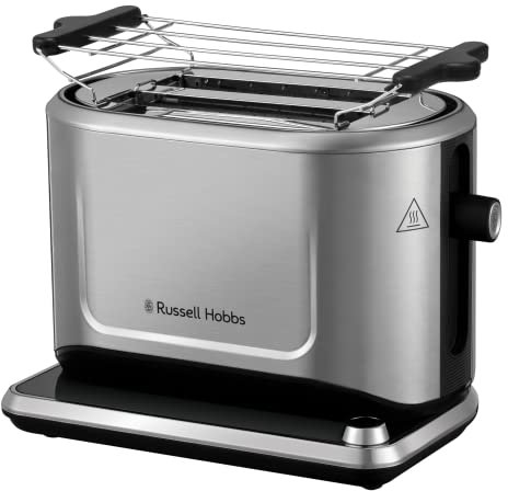 Russell Hobbs Toaster [für 2 Scheiben, perfekter Bräunungsgrad - egal welches Brot - vollautomatisch] Attentiv Edelstahl (Digitale Touch-Bedienfläche extra breite Schlitze) 26210-56