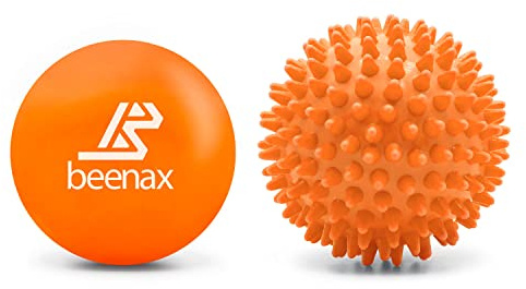 Beenax Lacrosse & Hard Spiky Massage Ball Set - Trigger Point, Myofascial Release, Plantar Fasciitis, Deep Tissue, Muscle Relief, Yoga, Pilates, Physio, Rehab - Relieve Stress and Relax Tight Muscle